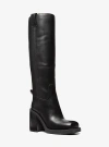 Michael Kors Houston Leather Block Heel Boot In Black