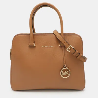 Pre-owned Michael Kors Houston Medium Brown Leather Satchel