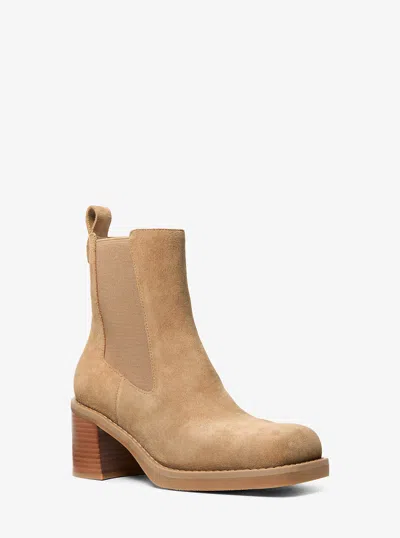MICHAEL KORS HOUSTON SUEDE BLOCK HEEL ANKLE BOOT