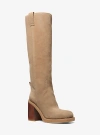 Michael Kors Houston Suede Block Heel Boot In Brown