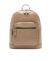 Michael Kors Hudson Crocodile Embossed Leather Commuter Backpack In Brown