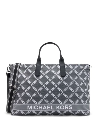 Michael Kors Hudson Jacquard Tote Bag In Black