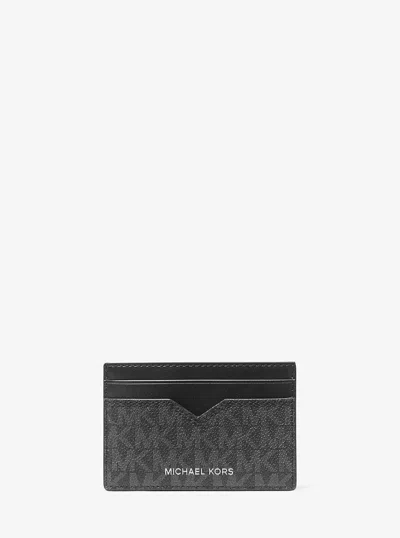 Michael Kors Hudson Logo Card Case In Gray