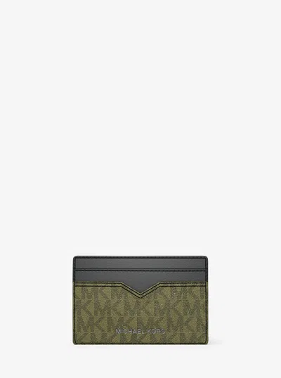 Michael Kors Hudson Logo Card Case In Green