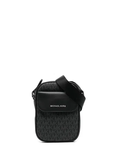 Michael Kors Hudson Logo Messenger Bag In Black