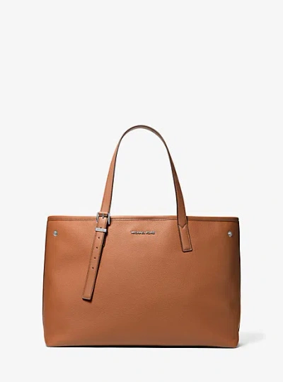 Michael Kors Hudson Medium Pebbled Leather Everyday Tote Bag In Brown