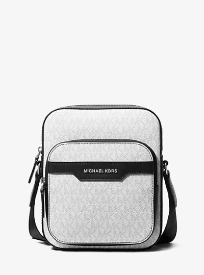 Michael Kors Hudson Mini Signature Logo Flight Bag In White