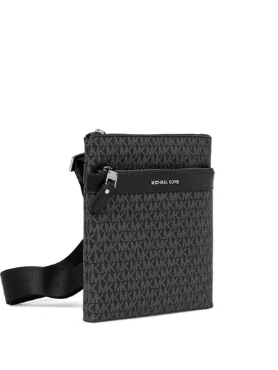 Michael Kors Hudson Monogram Messenger Bag In Black