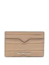 Michael Kors Hudson Notched Cardcase Crocodile Texture In Grey