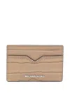 Michael Kors Hudson Notched Cardcase Crocodile Texture In Grey