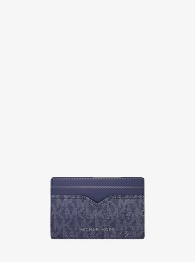 Michael Kors Hudson Pebbled Leather And Signature Logo Money Clip Card Case In Multi