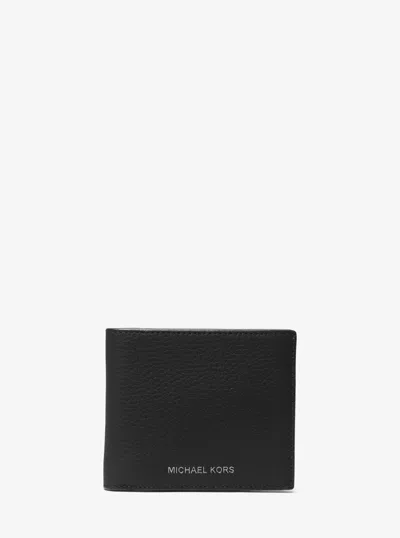 Michael Kors Hudson Pebbled Leather Billfold Wallet In Black