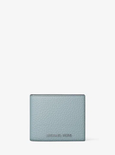 Michael Kors Hudson Pebbled Leather Billfold Wallet In Blue