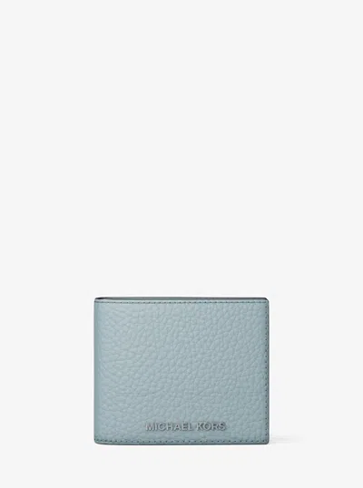 Michael Kors Hudson Pebbled Leather Billfold Wallet In Blue