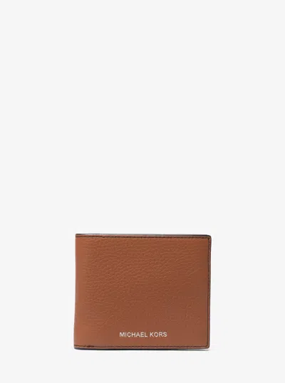 Michael Kors Hudson Pebbled Leather Billfold Wallet In Brown