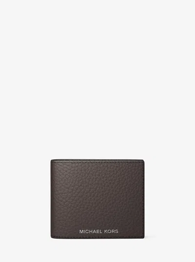 Michael Kors Hudson Pebbled Leather Billfold Wallet In Brown
