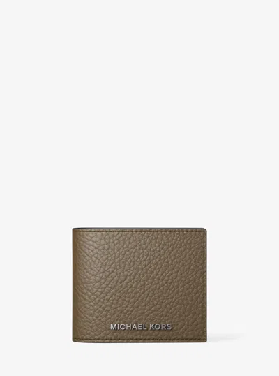 Michael Kors Hudson Pebbled Leather Billfold Wallet In Brown