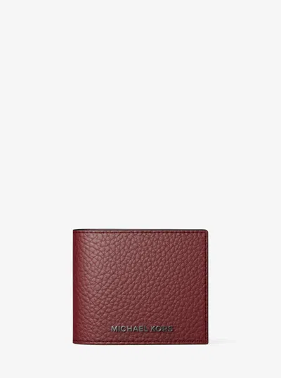 Michael Kors Hudson Pebbled Leather Billfold Wallet In Brown