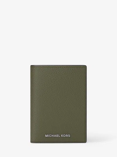 Michael Kors Hudson Pebbled Leather Folio Card Case In Multi