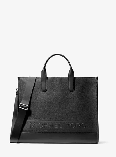 Michael Kors Hudson Pebbled Leather Tote Bag In Black