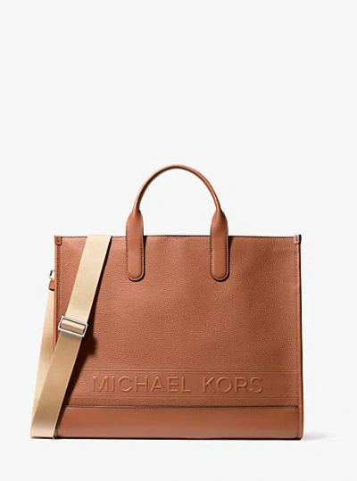 Michael Kors Hudson Pebbled Leather Tote Bag In Brown