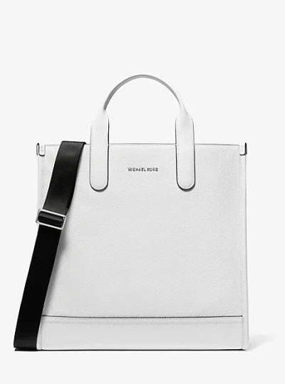 Michael Kors Hudson Pebbled Leather Tote Bag In White