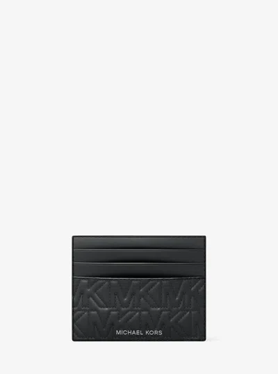 Michael Kors Hudson Quilted Logo Card Case In Black