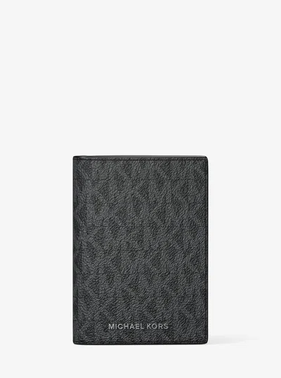 Michael Kors Hudson Signature Logo Bi-fold Card Case In Black