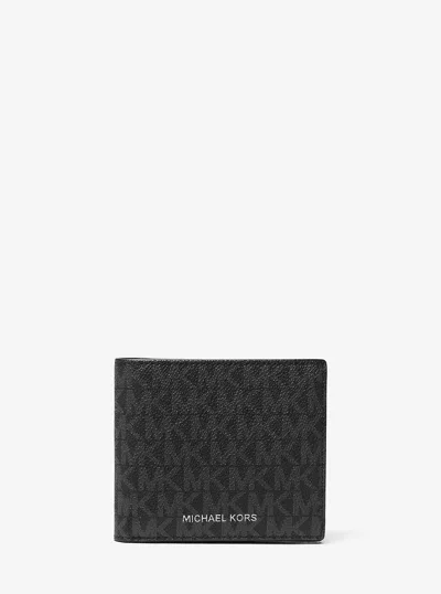 Michael Kors Hudson Signature Logo Billfold Wallet In Brown