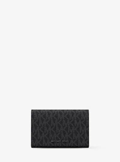 Michael Kors Hudson Signature Logo Card Case In Black