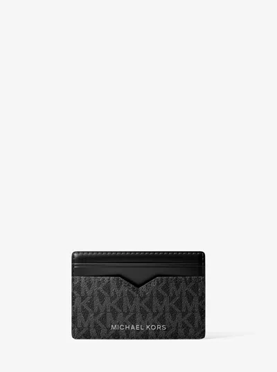 Michael Kors Hudson Signature Logo Card Case In Black