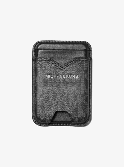 Michael Kors Hudson Signature Logo Magsafe Wallet In Black