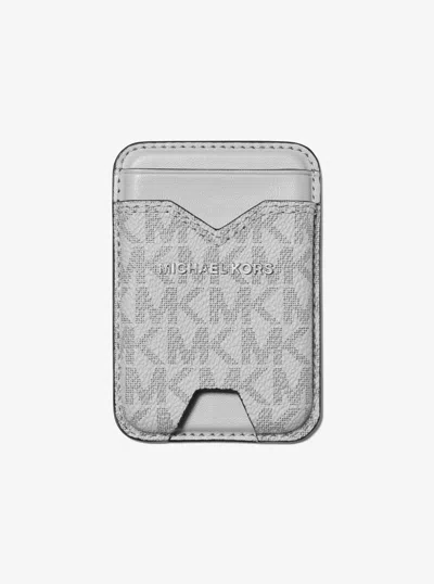 Michael Kors Hudson Signature Logo Magsafe Wallet In Grey