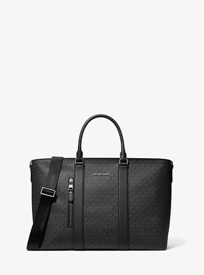 Michael Kors Hudson Signature Logo Tote Bag In Black