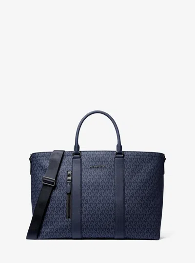 Michael Kors Hudson Signature Logo Tote Bag In Blue