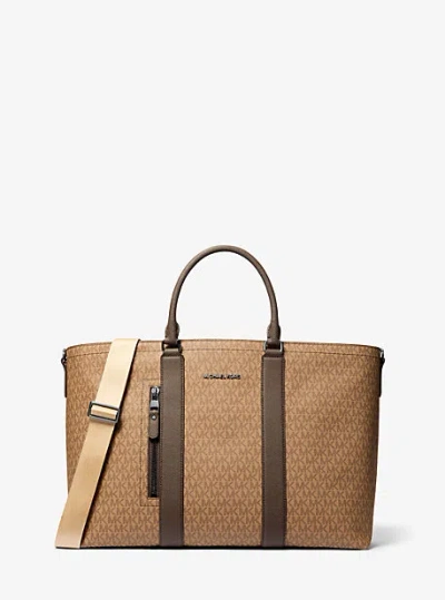 Michael Kors Hudson Signature Logo Tote Bag In Brown