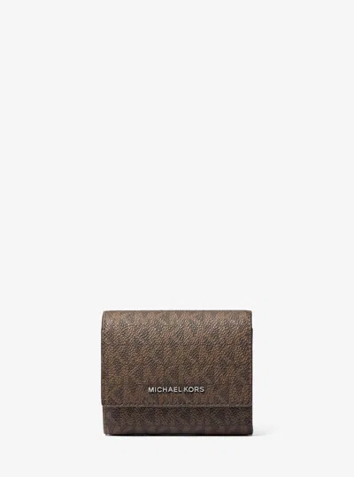 Michael Kors Hudson Signature Logo Wallet In Brown
