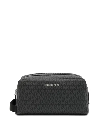 Michael Kors Hudson Signature Logo Wash Bag In Black