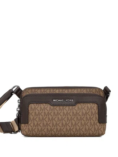 Michael Kors Hudson Signature Messenger Bag In Brown