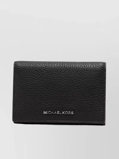 Michael Kors "hudson" Textured Finish Card Wallet In Black