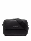 Michael Kors Textured Cow Leather Messenger Bag In Black
