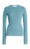 Michael Kors Hullon Ribbed-knit Top In Blue