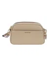 Michael Kors Husk-hued Hammered Leather Shoulder Bag With Gold-tone Accents In Neutral