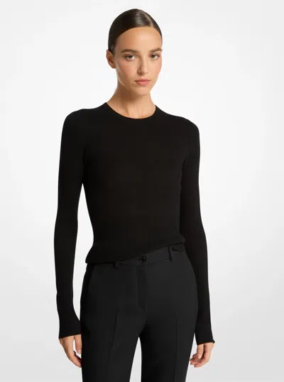 Michael Kors Hutton Featherweight Cashmere Sweater In Black