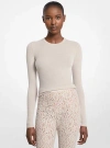 Michael Kors Hutton Featherweight Cashmere Sweater In Neutral