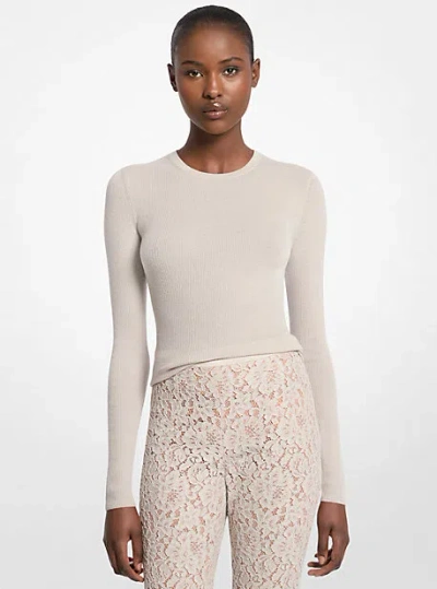 Michael Kors Hutton Featherweight Cashmere Sweater In Brown
