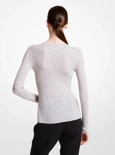 Michael Kors Hutton Featherweight Cashmere Sweater In White
