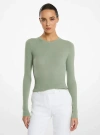 Michael Kors Hutton Featherweight Cashmere Sweater In Green