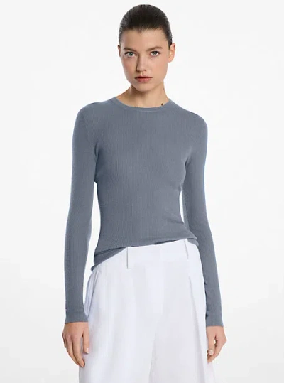 Michael Kors Hutton Featherweight Cashmere Sweater In Gray
