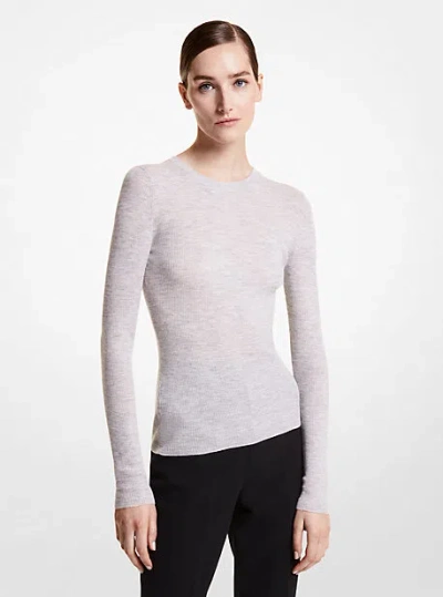 Michael Kors Hutton Featherweight Cashmere Sweater In Grey